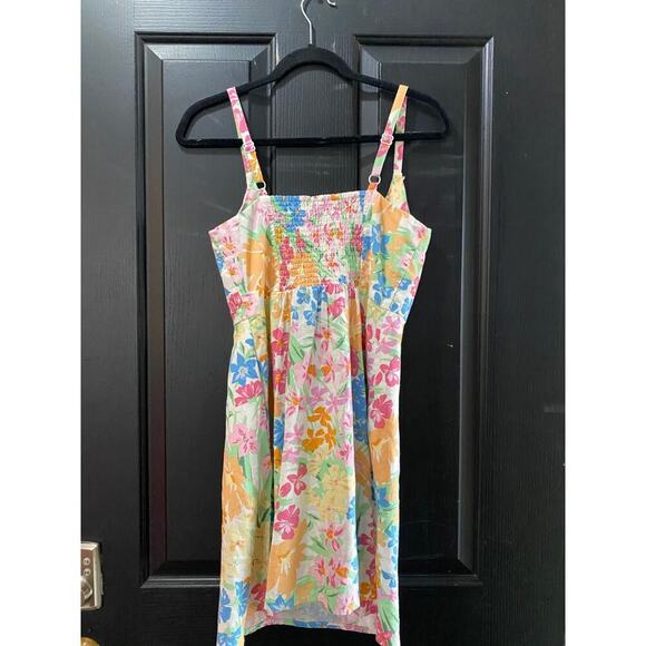 Old Navy Multicolor Floral Print Linen Blend Fit & Flare Mini Dress Size Small - Picture 4 of 7